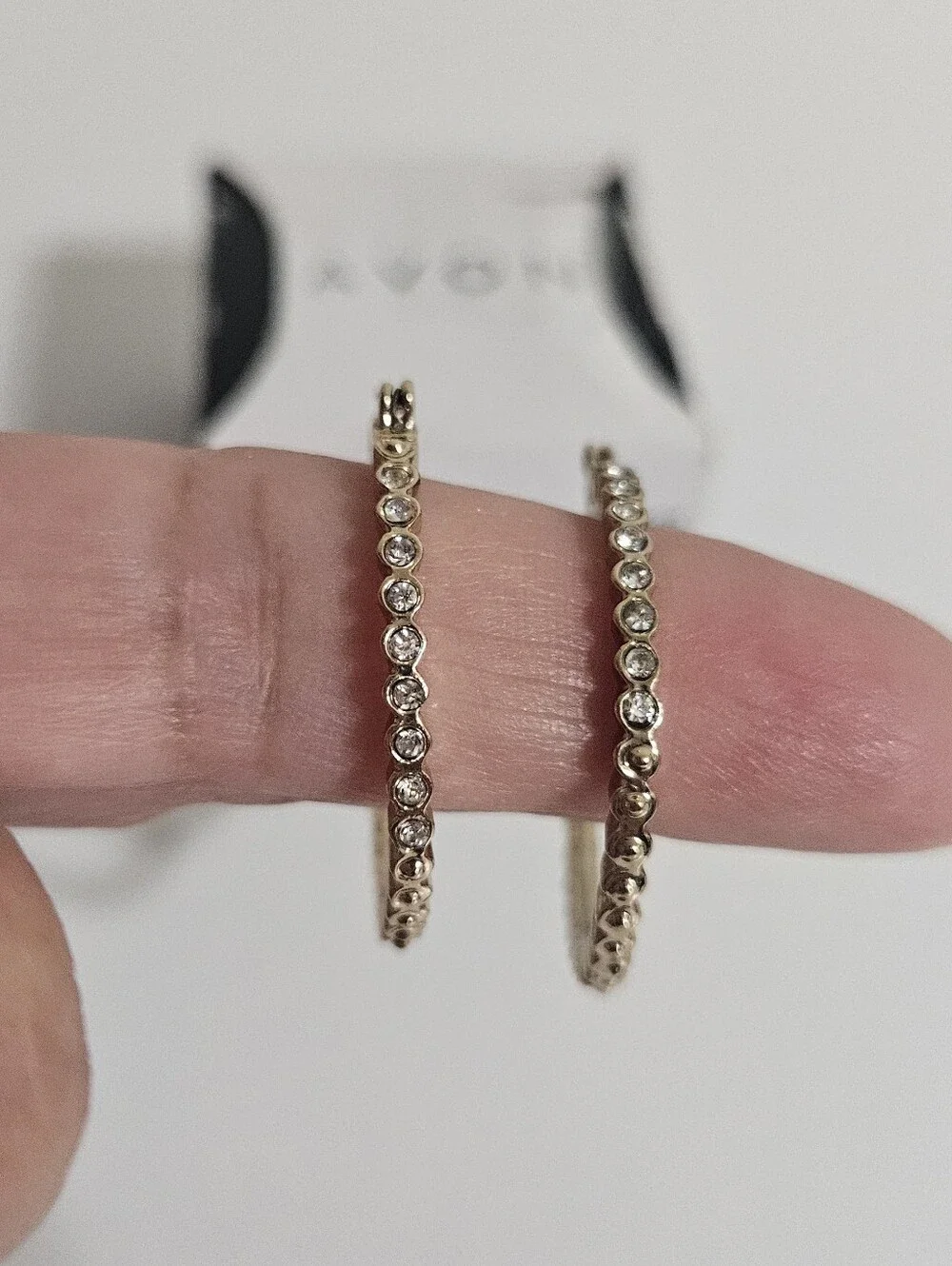 Avon Gold Textured Hoop Earrings - Scalloped Edge
